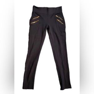 Ci Sono Black Skinny Pants with Gold Zipper Accents